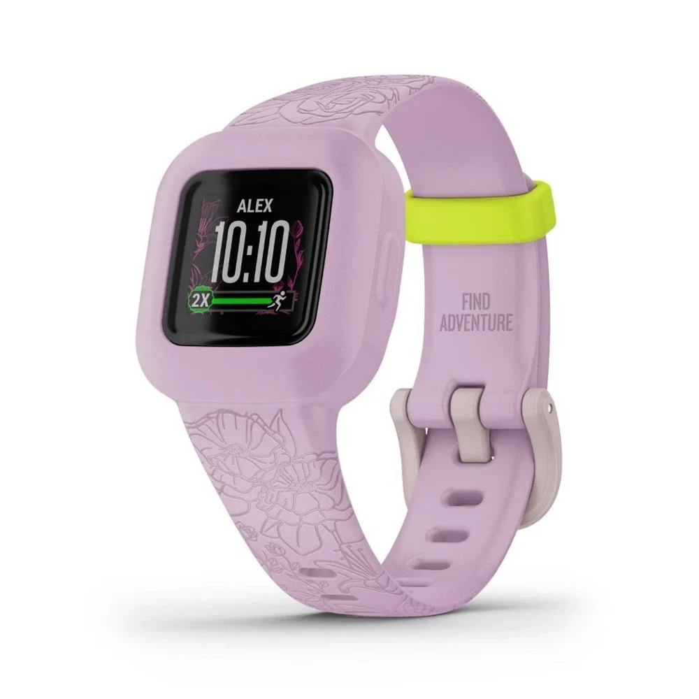 New Garmin Vivofit Jr. 3 Kids Fitness Tracker Walking Swimming Lilac Floral